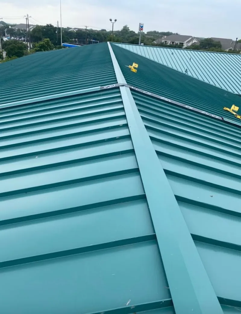 Green commercial metal roof ridge and valley for Metal Roof Repair in West Donegal